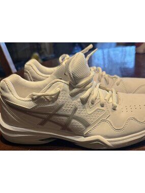 Asics Gel Dedicate 7 Tennis Shoes White Synthetic Leather Rubber Sole Size 9 US